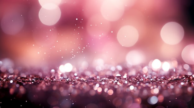AI generated Pink glitter background with bokeh lights background. Abstract shiny pink glitter texture, defocused light wallpaper. Generative AI photo