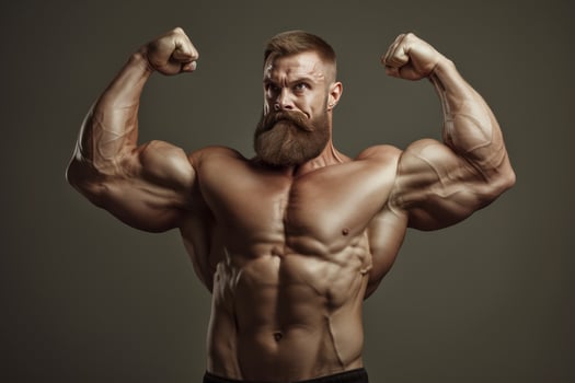 AI generated Vigorous Man muscle gym training. Generate Ai photo