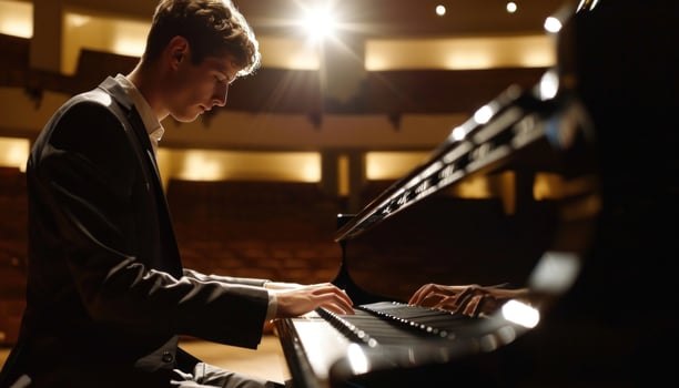 AI generated a student and entrepreneur playing the piano photo