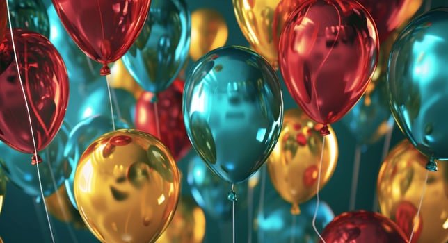 AI generated an attractive happy birthday background in which balloons are decorated photo