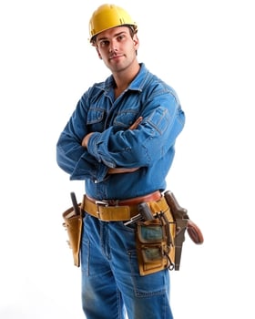 AI generated Attractive worker isolated on white photo