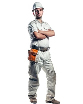 AI generated Attractive worker isolated on white photo