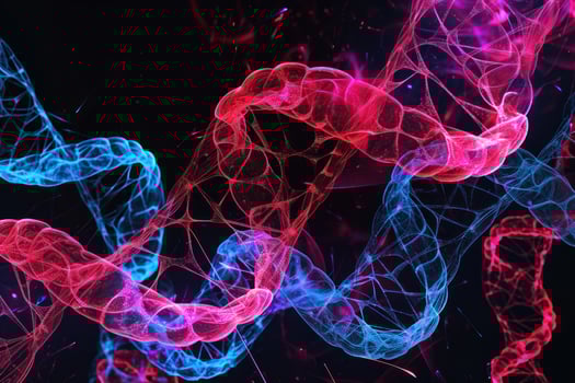 AI generated colorful dna on a black background photo