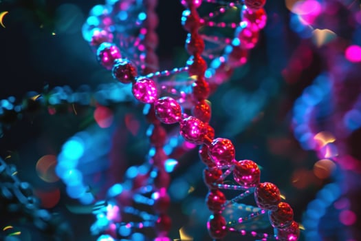 AI generated colorful dna on a black background photo
