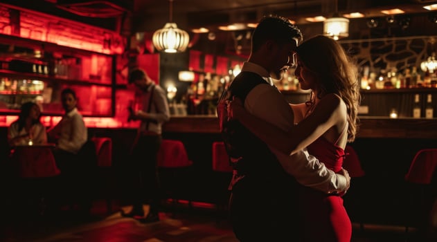 AI generated romance at a night club photo