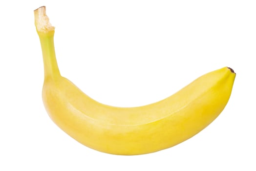 Yellow ripe banana isolate. Healthy food. One banana. photo