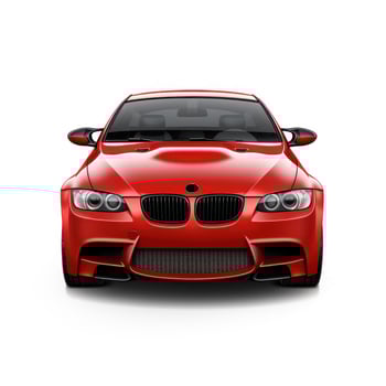 AI generated Modern city car on a white background with a shadow on the ground. photo