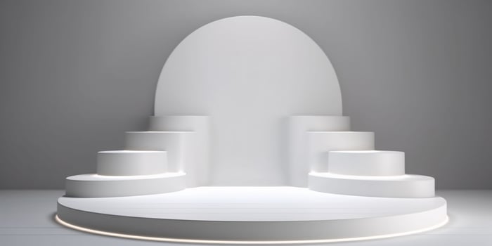 AI generated White 3D Room with Podium or Stand for Product Display. Futuristic Podium Scene. Generative AI photo