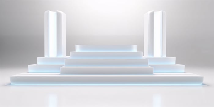 AI generated White 3D Room with Podium or Stand for Product Display. Futuristic Podium Scene. Generative AI photo