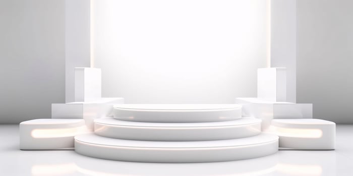 AI generated White 3D Room with Podium or Stand for Product Display. Futuristic Podium Scene. Generative AI photo