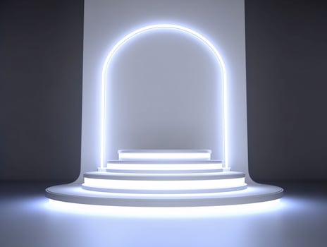 AI generated White 3D Room with Podium or Stand for Product Display. Futuristic Podium Scene. Generative AI photo