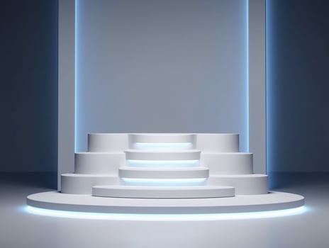 AI generated White 3D Room with Podium or Stand for Product Display. Futuristic Podium Scene. Generative AI photo