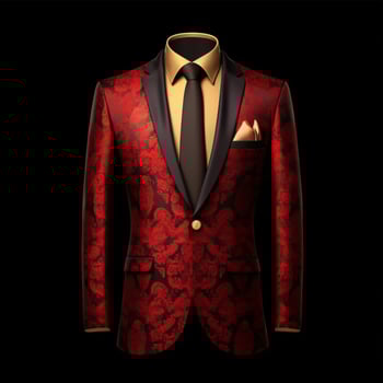 AI generated Luxury and  Elegant Red Men's Suit with Abstract Motif Isolated on Black Background. Generative AI photo