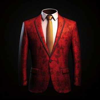 AI generated Luxury and  Elegant Red Men's Suit with Abstract Motif Isolated on Black Background. Generative AI photo