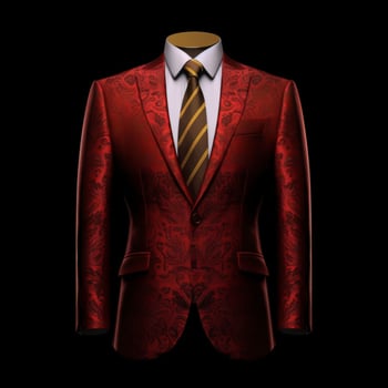 AI generated Luxury and  Elegant Red Men's Suit with Abstract Motif Isolated on Black Background. Generative AI photo