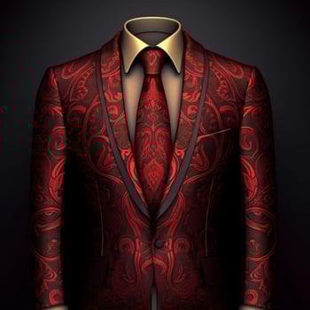 AI generated Luxury and  Elegant Red Men's Suit with Abstract Motif Isolated on Black Background. Generative AI photo