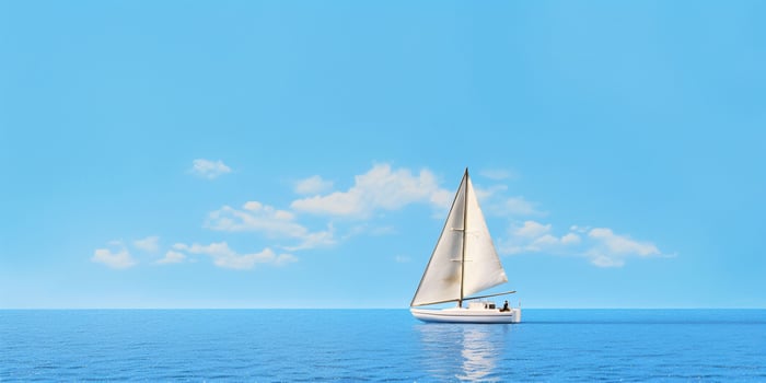 AI generated Sailboat on Blue Sea and Blue Sky View. Generative AI photo