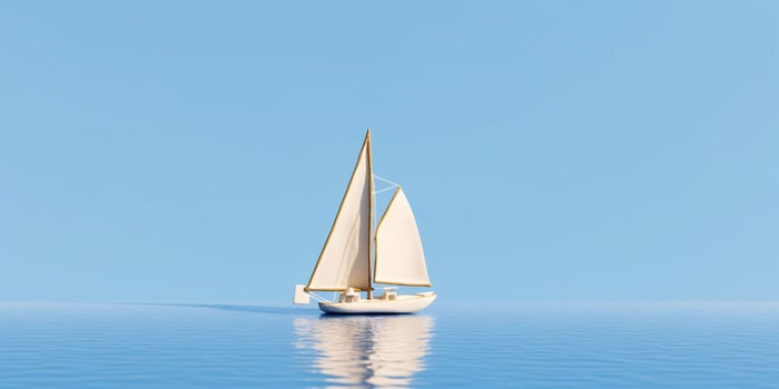 AI generated Sailboat on Blue Sea and Blue Sky View. Generative AI photo