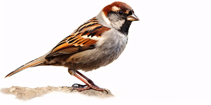 AI generated A Sparrow Perched Isolated on White Background. Generative AI photo