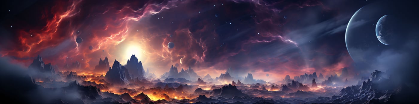 AI generated Colorful Space Background with Nebula, Galaxies, and Planets. Starry Cosmos Background. Generative AI photo
