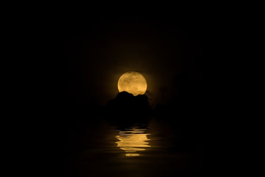 Full moon behind back cloud photo