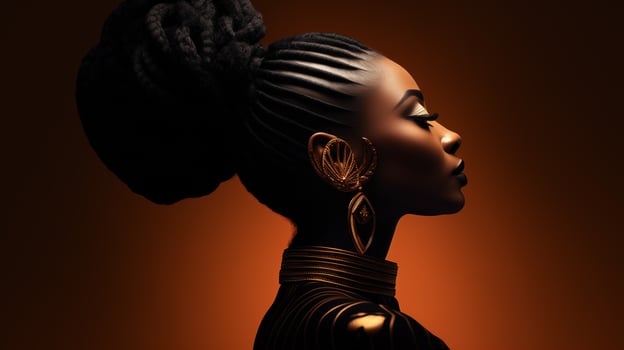AI generated Profile of a black woman with an African national hairstyle photo