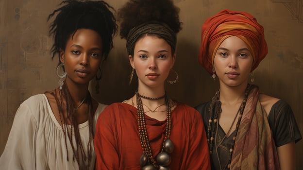 AI generated portrait of three young African American women. Black history month concept. photo