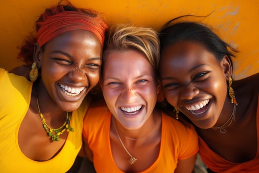 AI generated african and american women smiling together diversity concept with Generative AI photo
