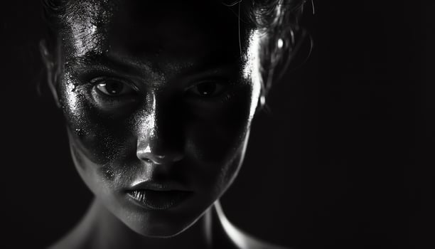 AI generated black and white photo of water droplets on a rock