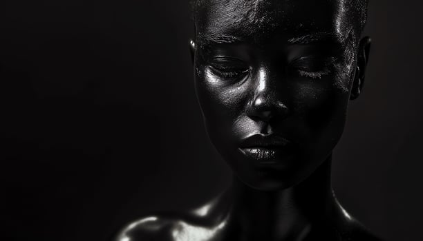 AI generated black and white photo of water droplets on a rock