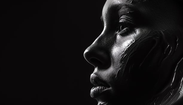 AI generated black and white photo of water droplets on a rock
