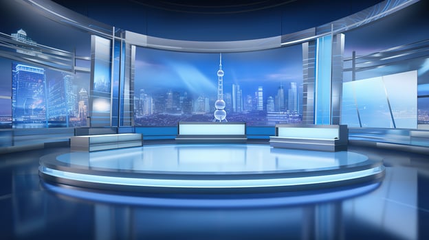 AI generated telenews news studio photo