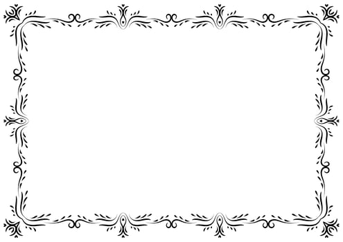 Vintage frame and border ornament. Classic swirl divider filigree. Hand drawn illustration. Element for decorative frame, template, document, new year greeting card, invitation, certificate. photo