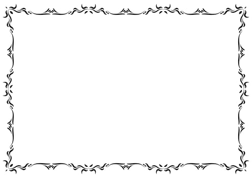 Vintage frame and border ornament. Classic swirl divider filigree. Hand drawn illustration. Element for decorative frame, template, document, new year greeting card, invitation, certificate. photo
