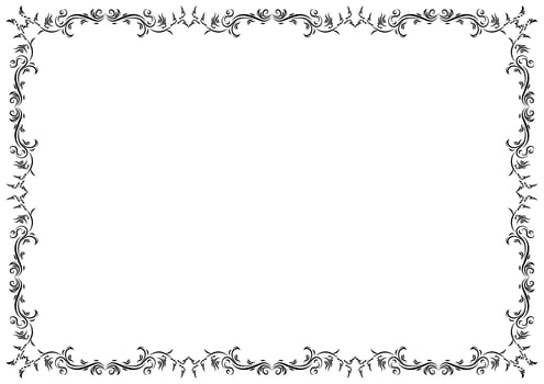 Vintage frame and border ornament. Classic swirl divider filigree. Hand drawn illustration. Element for decorative frame, template, document, new year greeting card, invitation, certificate. photo