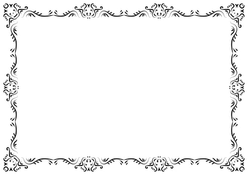Vintage frame and border ornament. Classic swirl divider filigree. Hand drawn illustration. Element for decorative frame, template, document, new year greeting card, invitation, certificate. photo