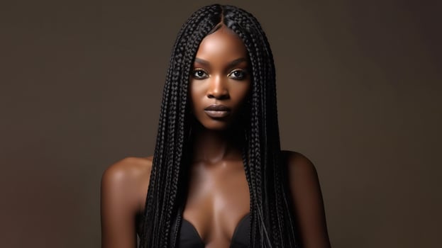 AI generated African straight hairstyles for women, long, braided hair, best hair style photo