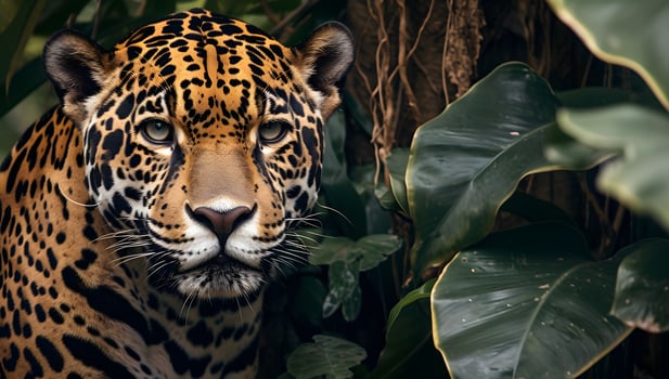 AI generated Portrait of Jaguar in the jungle photo