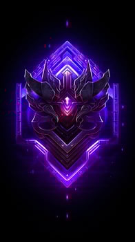 AI generated Amethyst 3D Minimalist Shield Design with a black or dark background with neon lines. AI Generative photo