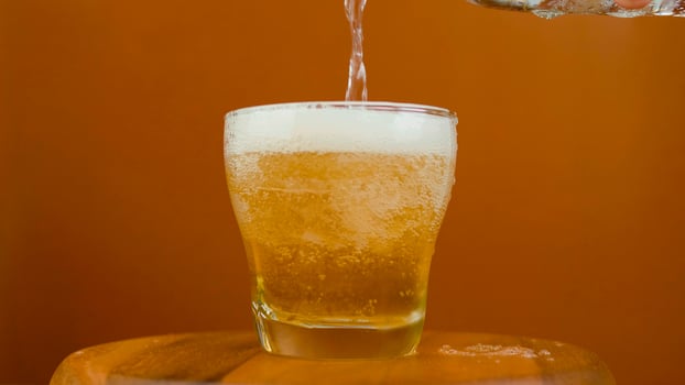 alcoholic drinks Glass of liquor mixed with soda photo