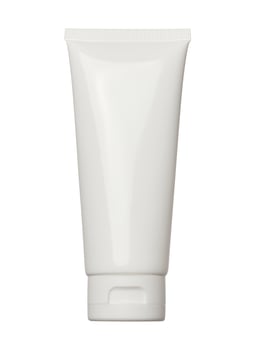 White plastic tube for cream, gel and toothpaste on an isolated background photo