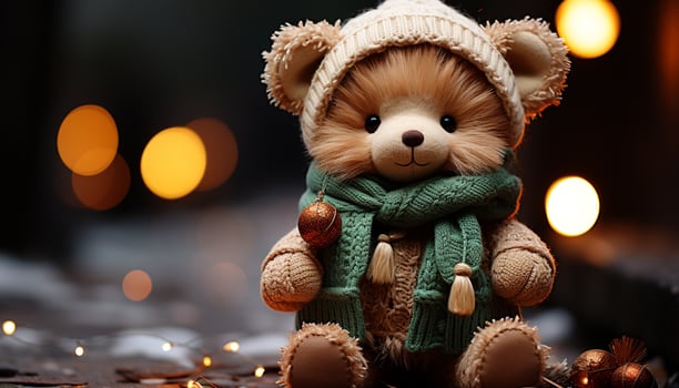 AI generated Cute winter animal toy brings cheerful celebration indoors generated by AI photo