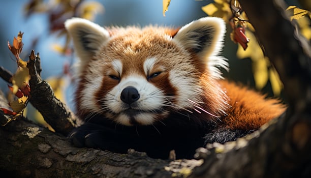 AI generated Cute small mammal sitting on branch in forest generated by AI photo