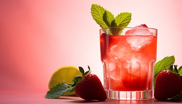 AI generated Refreshing summer cocktail with fresh fruit and mint garnish generated by AI photo