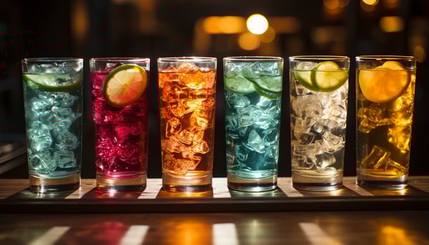 AI generated Refreshing cocktail on a wooden table at a bar generated by AI photo