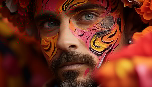 AI generated Colorful face paint enhances the creativity of adults generated by AI photo
