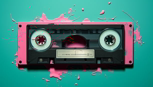 AI generated Nightclub party with old fashioned stereo equipment playing rock music generated by AI photo