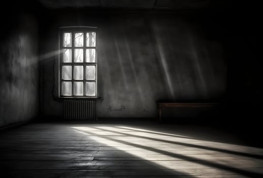 AI generated Dark concrete empty room. Modern architecture design. Dark Concrete Wall Architecture photo