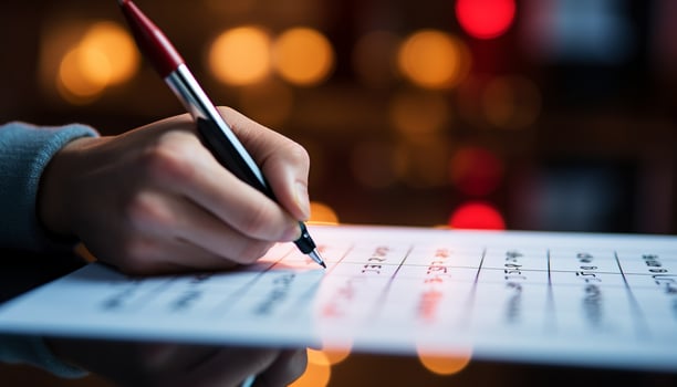 AI generated Close up of a hand writing on a paper generated by AI photo