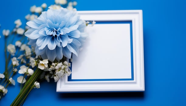 AI generated Blue flower on blank paper, nature decoration generated by AI photo